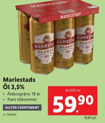 Lidl Mariestads Öl 3,5% erbjuda