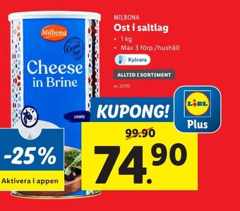 Lidl MILBONA Ost i saltlag erbjuda
