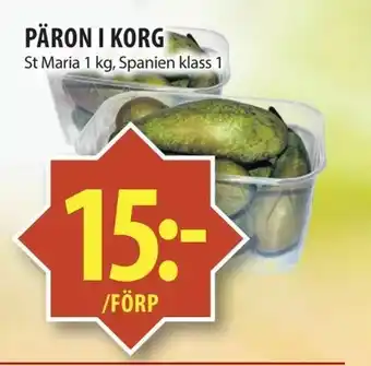 Matvärlden Tensta Päron i korg erbjuda