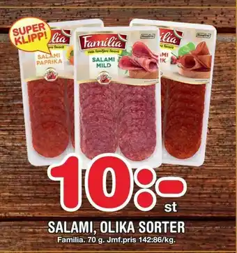 Nya Pulsen Salami, olika sorter erbjuda