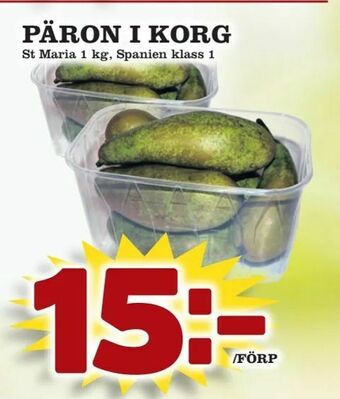 Supergrossen Päron i korg erbjuda