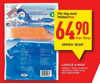 Willys Laxfilé 4-pack erbjuda