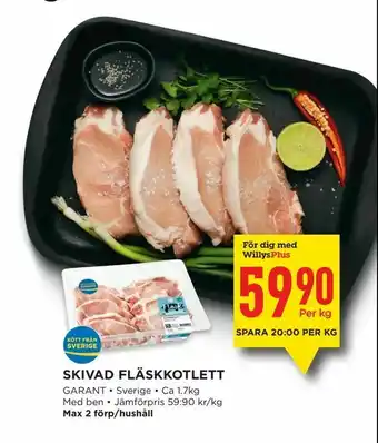 Willys Skivad fläskkotlett erbjuda