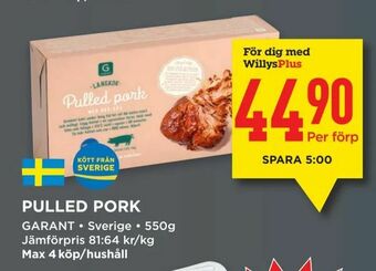 Willys Pulled pork erbjuda