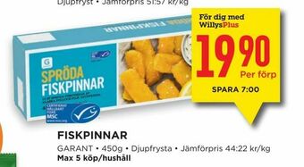 Willys Fiskpinnar erbjuda