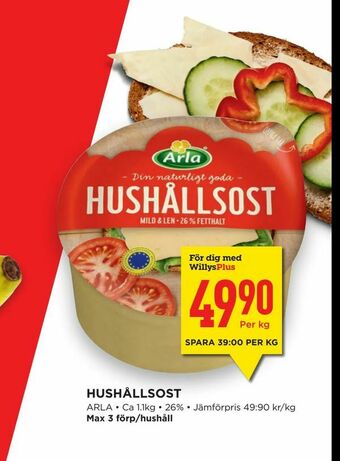 Willys Hemma Hushållsost erbjuda