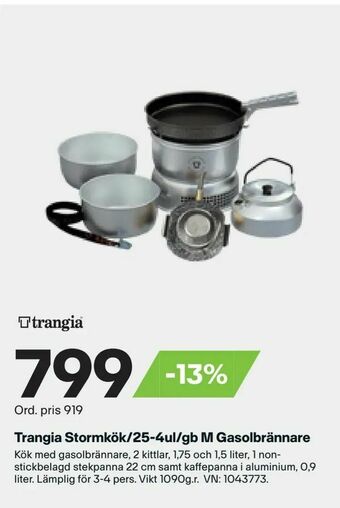 Trangia Stormkök/25-4ul/gb M Gasolbrännare