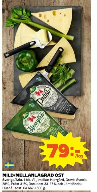Coop Konsum Mild/mellanlagrad ost erbjuda