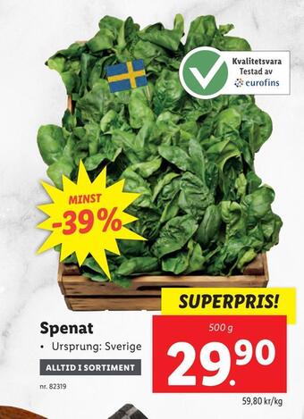 Lidl Spenat erbjuda