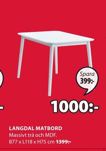 JYSK Langdal matbord erbjuda
