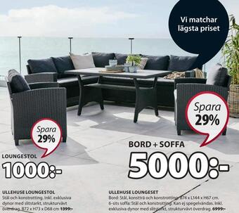 JYSK Bord + soffa erbjuda