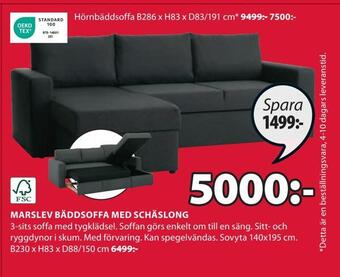 JYSK Marslev bäddsoffa med schäslong erbjuda