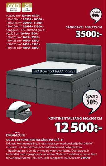 JYSK Gold c50 kontinentalsäng pu grå-41 erbjuda