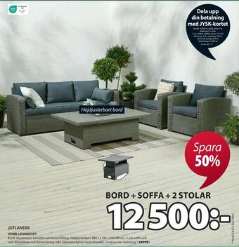 JYSK Bord + soffa + 2 stolar erbjuda