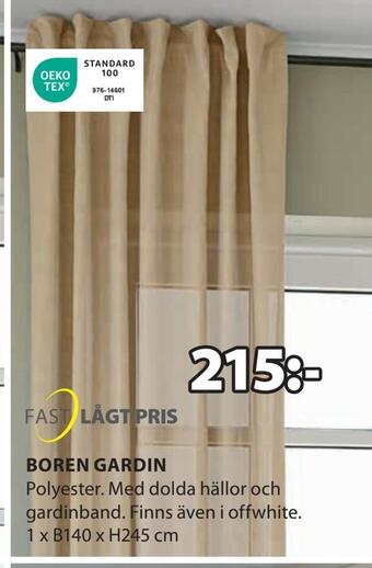 JYSK Boren gardin erbjuda