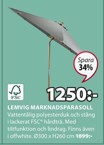 JYSK Lemvig marknadsparasoll erbjuda