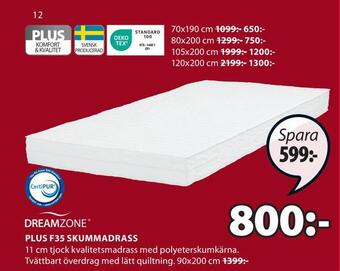 JYSK Plus f35 skummadrass erbjuda