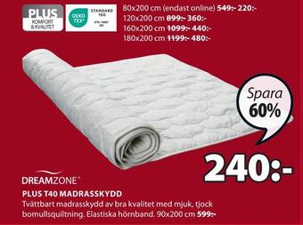 JYSK Plus t40 madrasskydd erbjuda