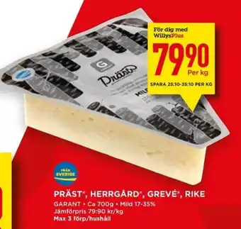 Willys PRÄST, HERRGÅRD", GREVÉ", RIKE erbjuda