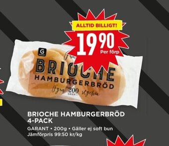 Willys BRIOCHE HAMBURGERBRÖD 4-PACK erbjuda