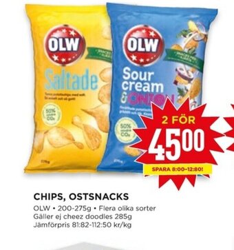 Willys CHIPS, OSTSNACKS OLW erbjuda