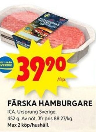 ICA Kvantum FÄRSKA HAMBURGARE erbjuda