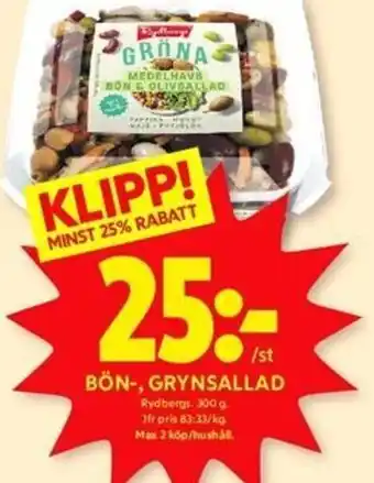 ICA Kvantum BÖN-, GRYNSALLAD Rydbergs erbjuda