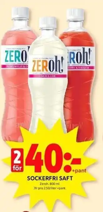 ICA Kvantum SOCKERFRI SAFT Zeroh erbjuda