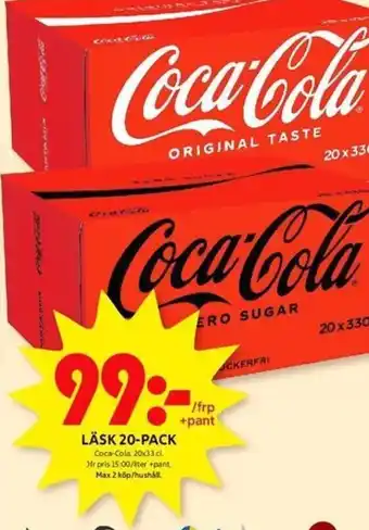 LÄSK 20-PACK Coca-Cola 20x33 cl