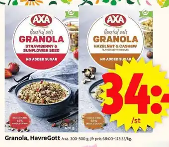 ICA Supermarket Granola, Havre Gott Axa erbjuda