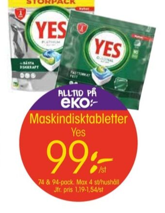 EKO Yes diskmaskintabs erbjuda