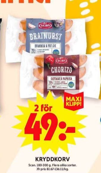 ICA Maxi Scan bratwurst erbjuda