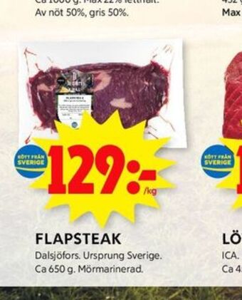 ICA Kvantum Dalsjöfors flapstek erbjuda