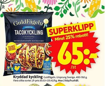 ICA Supermarket Guldfågeln tacokyckling erbjuda