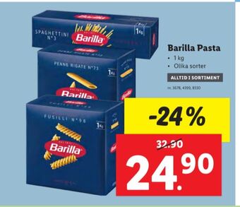 Lidl Barilla pasta sorterad erbjuda