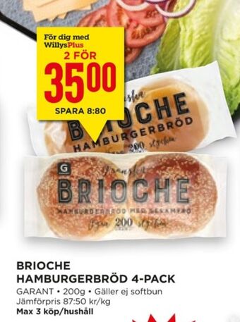 Willys Hemma Brioche hamburgerbröd erbjuda