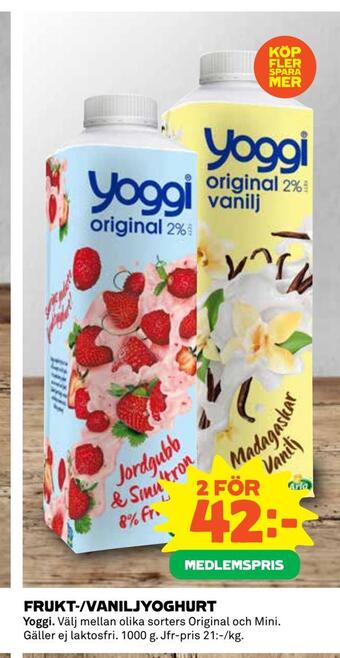 Coop Daglivs Frukt-/vaniljyoghurt erbjuda