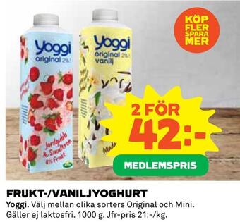 Coop Konsum Frukt-/vaniljyoghurt erbjuda