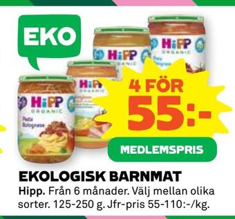 Coop Daglivs Ekologisk barnmat erbjuda