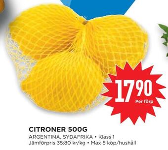 Willys Hemma Citroner 500g erbjuda