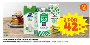 Coop Extra Laktosfri mjölkdryck 1,5 liter erbjuda