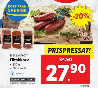 Lidl SVEA LANTKÖTT Färskkorv erbjuda