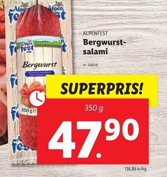 Lidl ALPENFEST Bergwurst- salami erbjuda