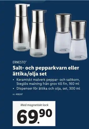 Lidl ERNESTOⓇ Salt- och pepparkvarn eller ättika/olja set erbjuda