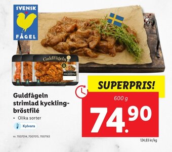 Lidl Guldfågeln strimlad kyckling- bröstfilé erbjuda