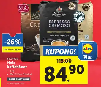 Lidl BELLAROM Hela kaffebönor erbjuda
