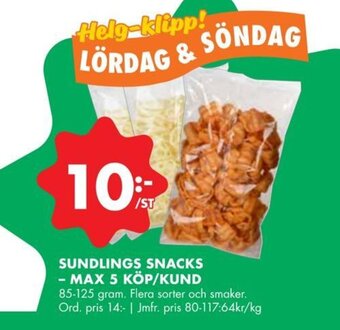 ÖoB SUNDLINGS SNACKS - MAX 5 KÖP/KUND erbjuda