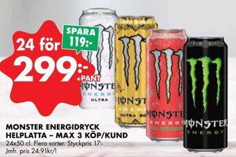 ÖoB MONSTER ENERGIDRYCK HELPLATTA - MAX 3 KÖP/KUND erbjuda