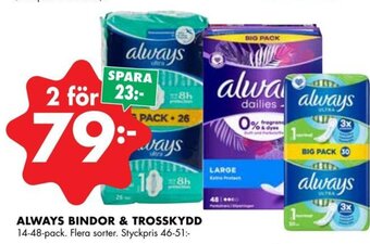 ÖoB ALWAYS BINDOR & TROSSKYDD erbjuda
