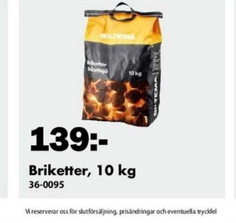 Biltema Briketter, 10 kg erbjuda